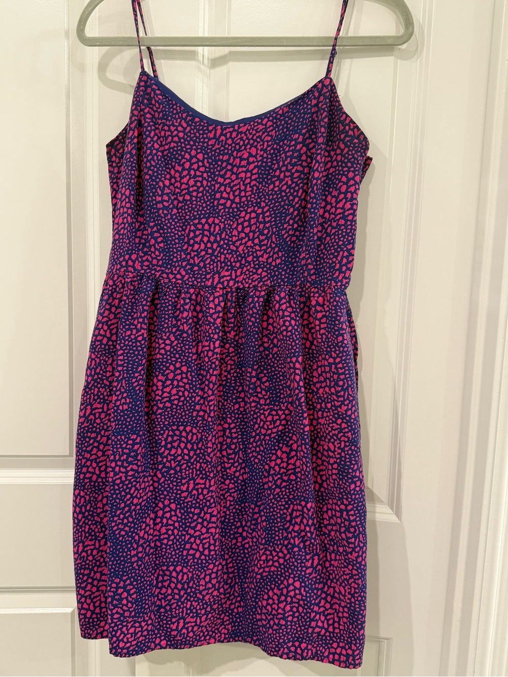 Gap Linda Dress Hot Pink Spaghetti Strap Summer Dress Animal Print